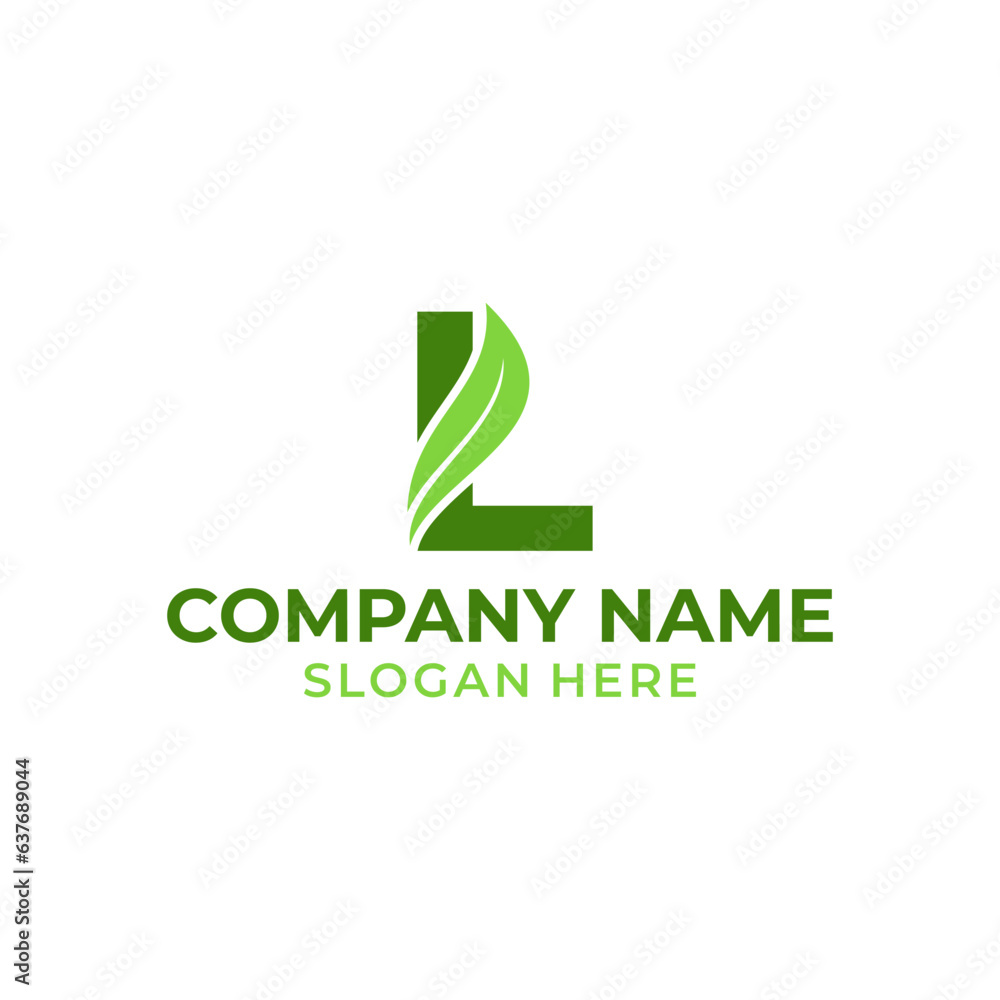 Letter L logo with leaf vector. L leaf logo template, leaf logo initials Letter L logo with leaf vector. L leaf logo template, leaf logo initials