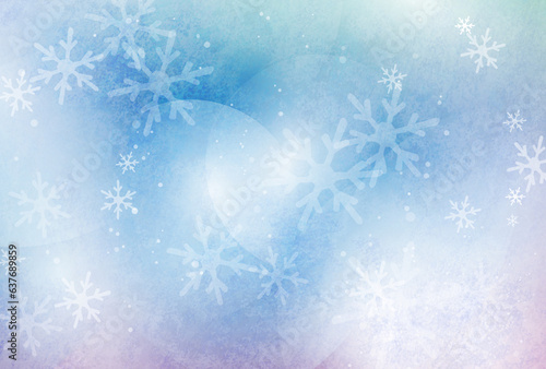 雪の結晶が舞う青色の冬の背景 © sozai-koyomi