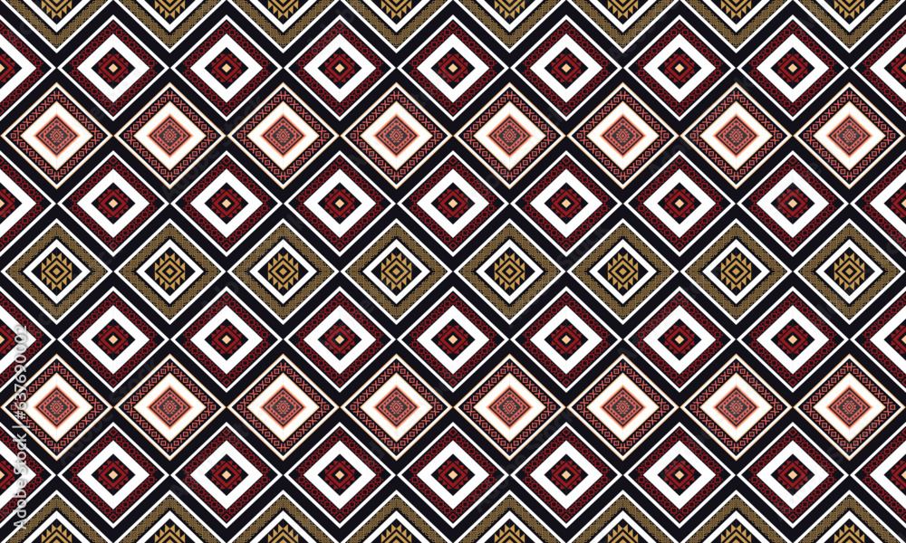 Geometric ethnic flower pattern for background,fabric,wrapping,clothing,wallpaper,batik,carpet,embroidery style.	