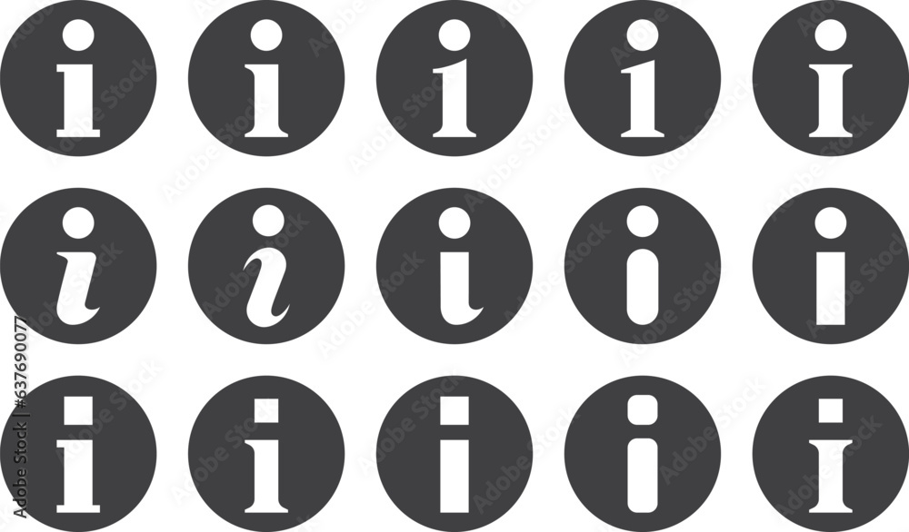 モノクロのインフォメーション風マークのベクターイラストセット モノクロのインフォメーション風マークのベクターイラストセット
