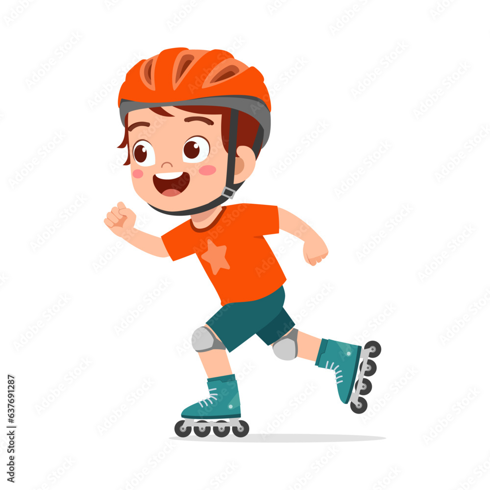 little kid playing roller blade and feel happy little kid playing roller blade and feel happy