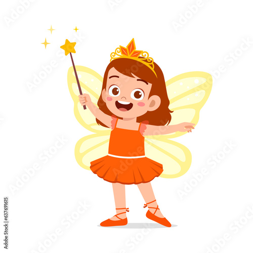 little kid wearing fairy costume and feel happy © Colorfuel Studio