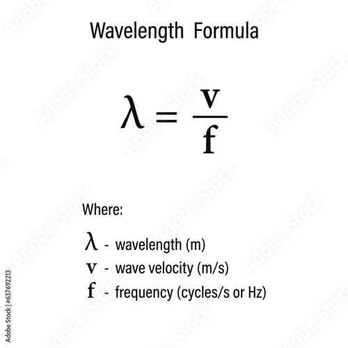 Wavelength Formula on the white background. Education. Science. Formula. Vector illustration.