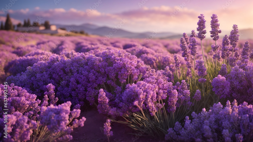 Fototapeta premium Lavender field at sunset