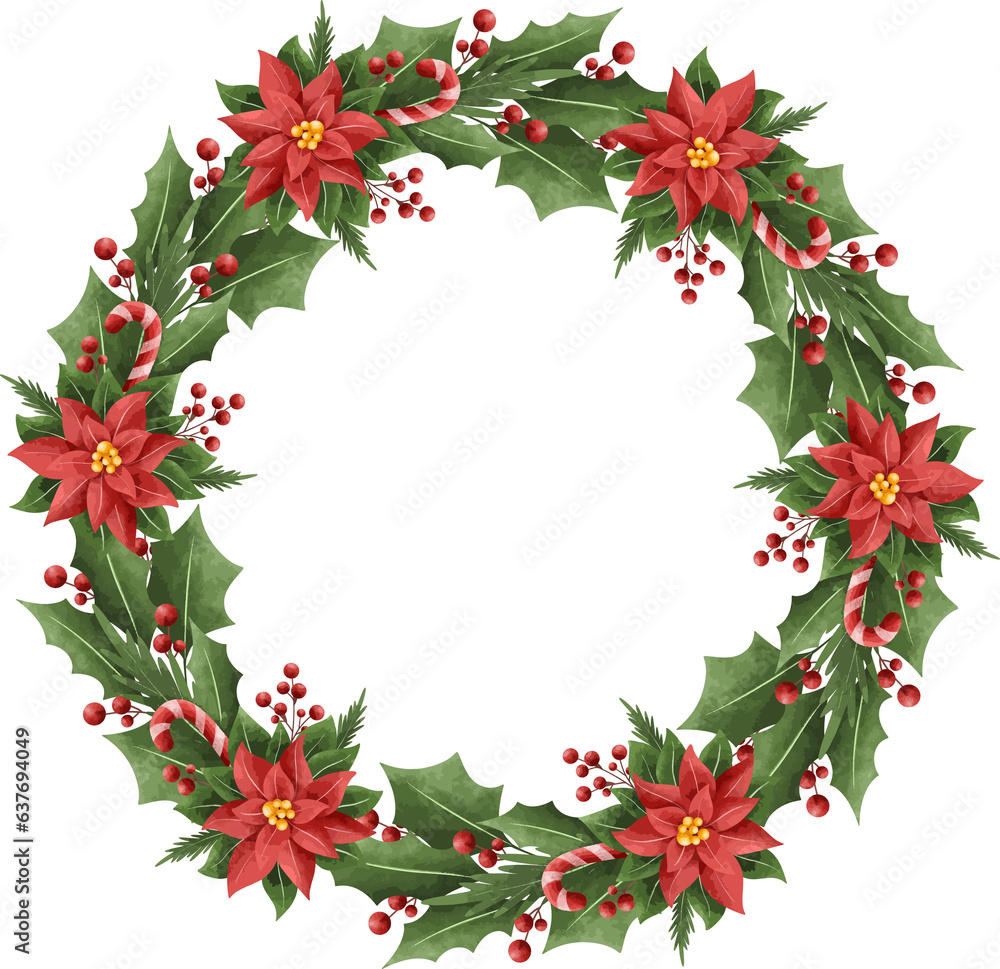 Fototapeta premium Christmas wreath illustration