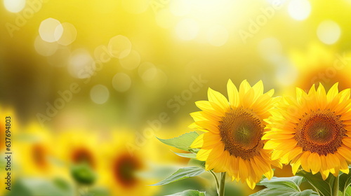 Sunflowers field nature background, Copy space for your text © waranyu