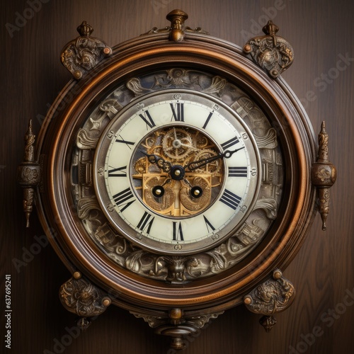Antique wall clock in an old house