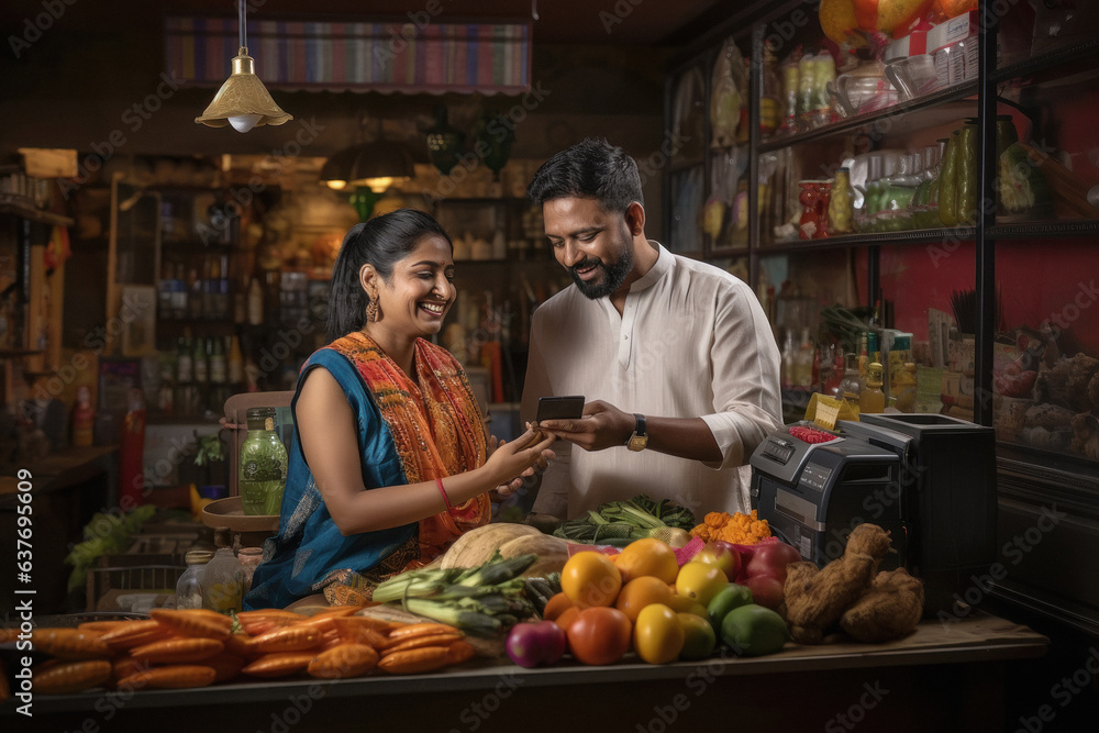 Woman paying online payment to vendor. digital payment concept. Woman paying online payment to vendor. digital payment concept.