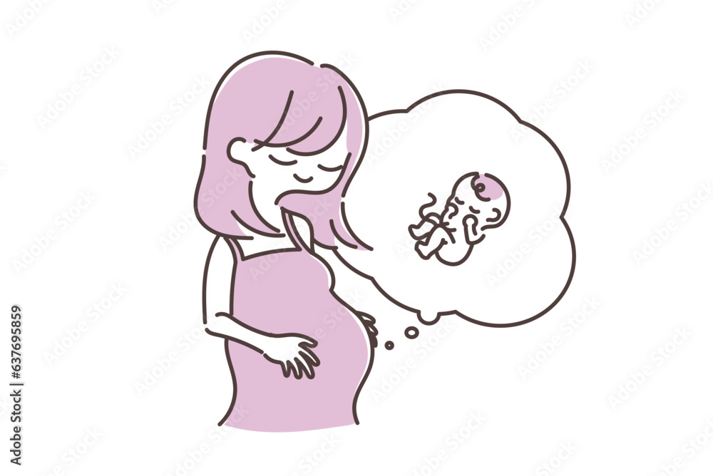 お腹に赤ちゃんがいる妊婦のイラスト お腹に赤ちゃんがいる妊婦のイラスト