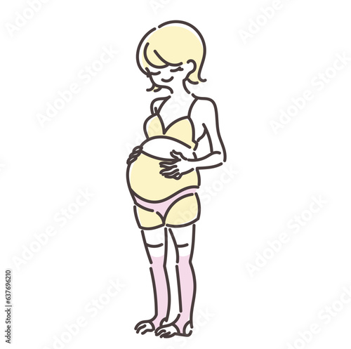 パンツ型の妊婦帯をはいた女性のイラスト