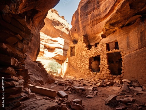 Ruins of an old Temple in a big canyon