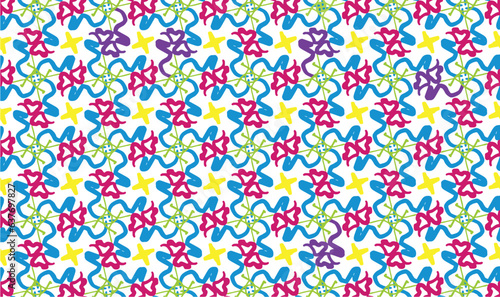 Lines of hearts texture background pattern. Symmetry repeating pattern, fabric, textile, mosaic for decoration. Vector illustration.