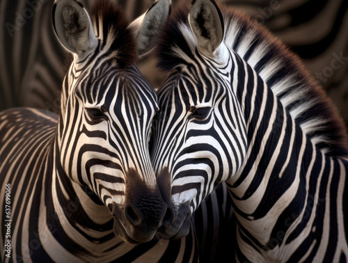 Zebras close-up in the wild