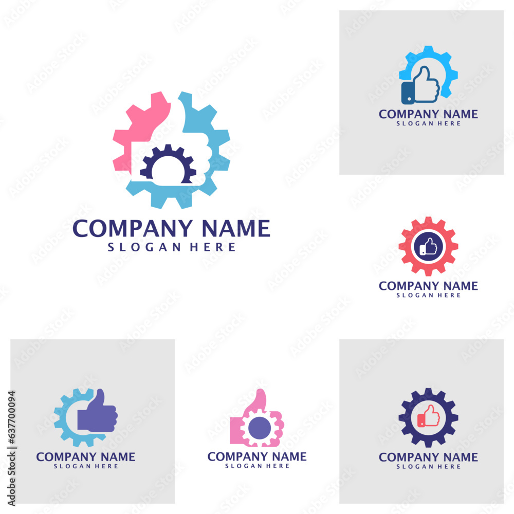 Set of Like Gear logo design vector. Good Gear logo design template concept Set of Like Gear logo design vector. Good Gear logo design template concept