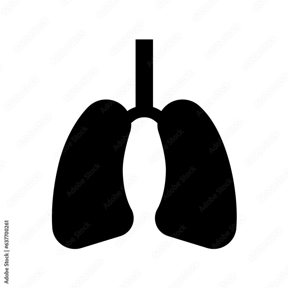 Human organ lung icon, black lungs silhouette vector illustration Stock ...