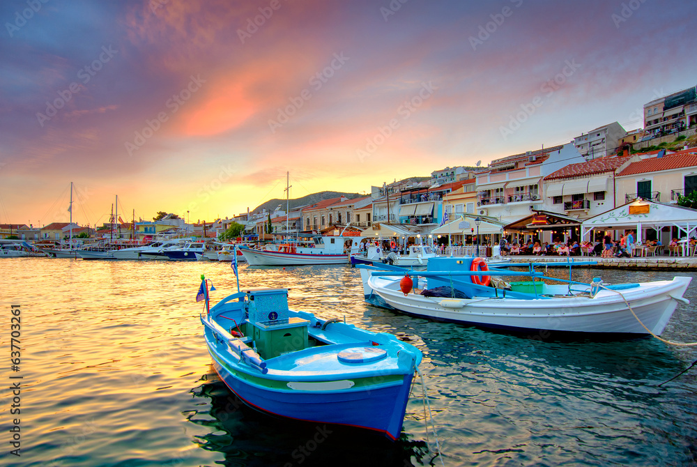 Picturesque Pythagorio town on Samos island, Greece. 