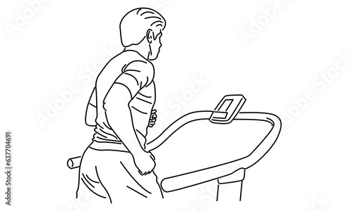 line art of man training speed run with treadmill