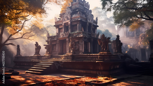 Serene Morning Light on an Ancient Temple  © Ariel