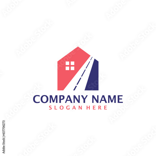 House Road logo design vector. Home Road logo design template concept