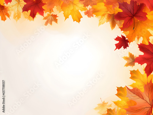 Autumn Background poster And Banner Template With Colorful Maple And Oak Autumn Leaves greetings And Presents For Autumn And Fall Season 
