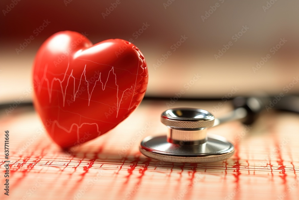 Heart pulse. Red and white colors. Heartbeat love, cardiogram. Generative AI Heart pulse. Red and white colors. Heartbeat love, cardiogram. Generative AI