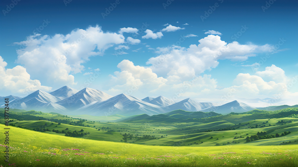 landscape with mountains with clear sky.Generative Ai landscape with mountains with clear sky.Generative Ai