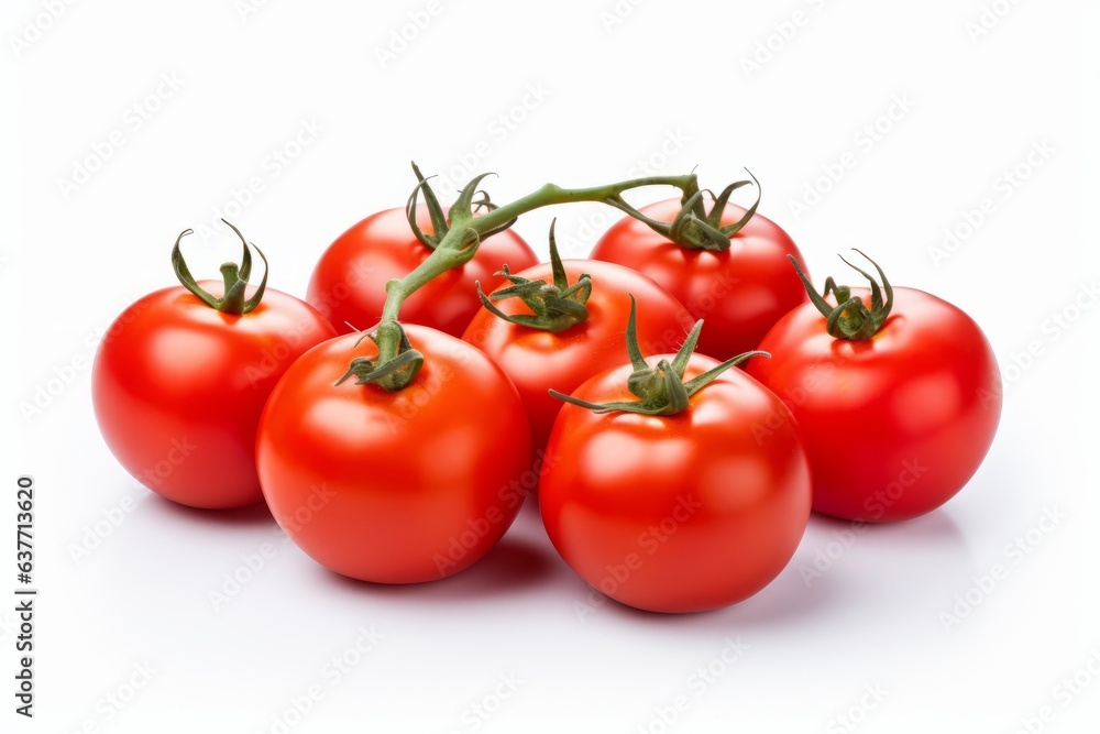 Tomatoes isolated on white background. Generative AI image