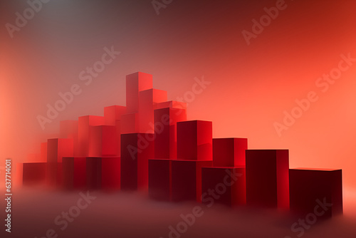 Fiery Red Cubist City Skyline Abstract