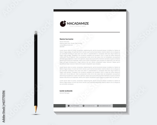 Black Creative and Clean Letterhead. Business with Corporate modern Letterhead design template.