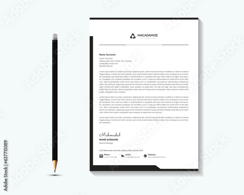 Black Creative and Clean Letterhead. Business with Corporate modern Letterhead design template.