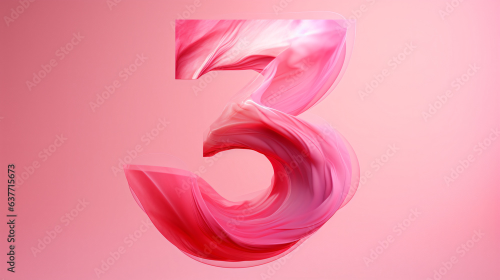 Pink Number 6. on Pink Background