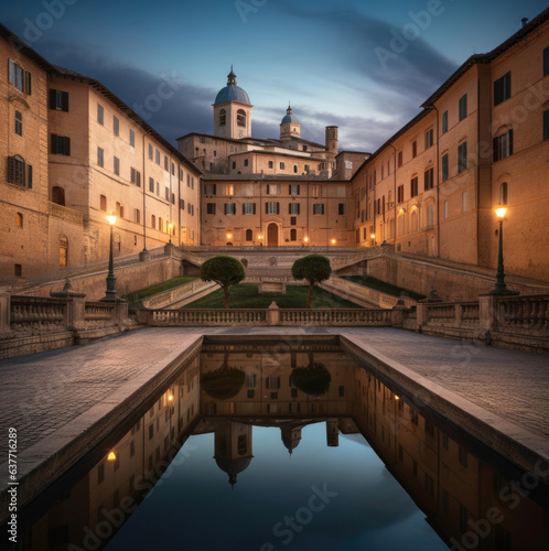 Architecture of the medieval city of Urbino Italy