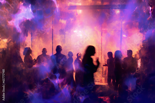 Nightclub, silhouettes of dancing people