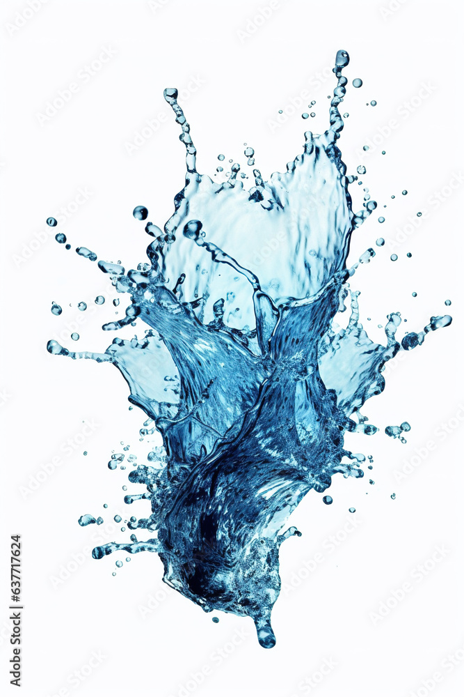 Obraz premium Realistic water splash isolated on white background. Generative art.