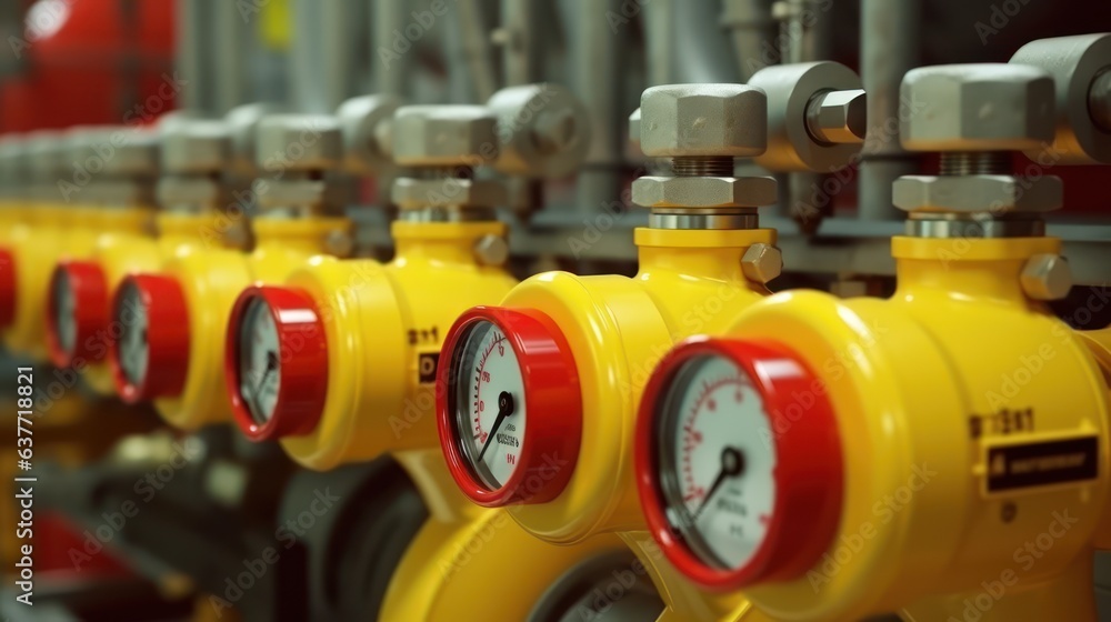 Row of industrial high pressure gas gauge meters Stock Photo Adobe Stock