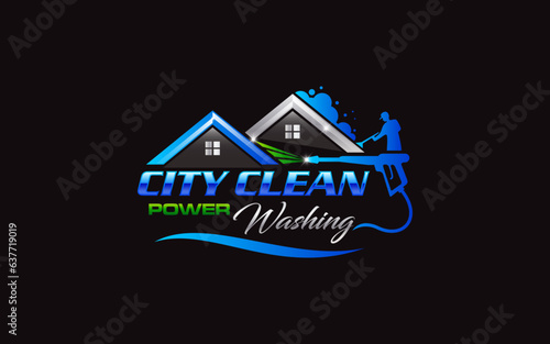 Illustration vector graphic of pressure power wash spray logo design template