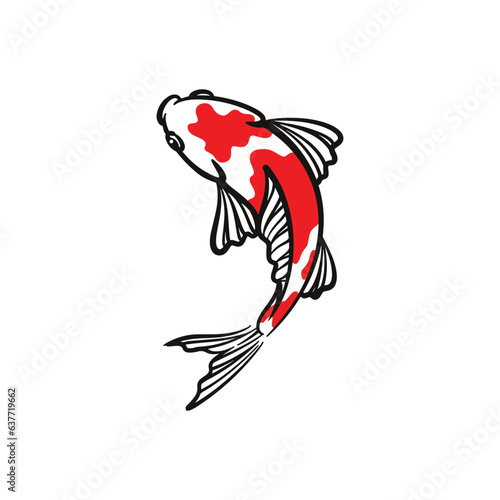Hand drawn koi fish vector. Koi carp line art illustration