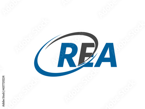 REA letter creative modern elegant swoosh logo design