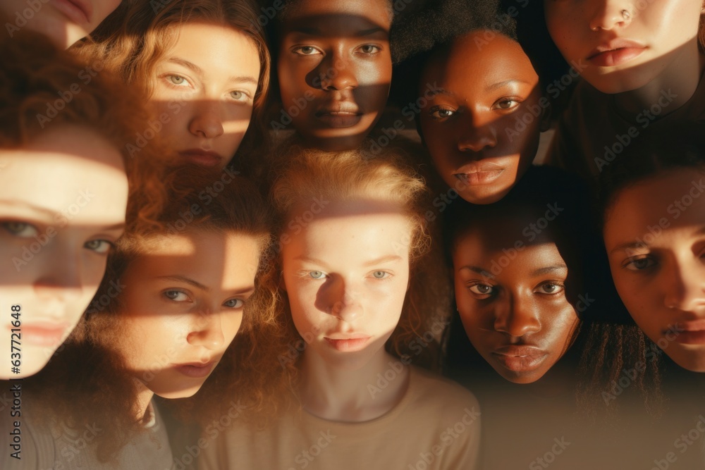 AI Generated. Group of women with different skin color. Beauty AI Generated. Group of women with different skin color. Beauty