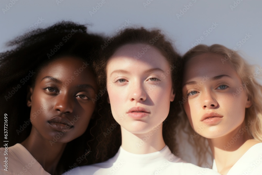 AI Generated. Group of women with different skin color. Beauty AI Generated. Group of women with different skin color. Beauty