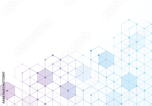 Abstract hexagonal molecular structures in technology background and science style. Medical design. Vector illustration