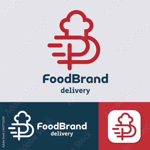 Letter P Food Fast Delivery Logo Design