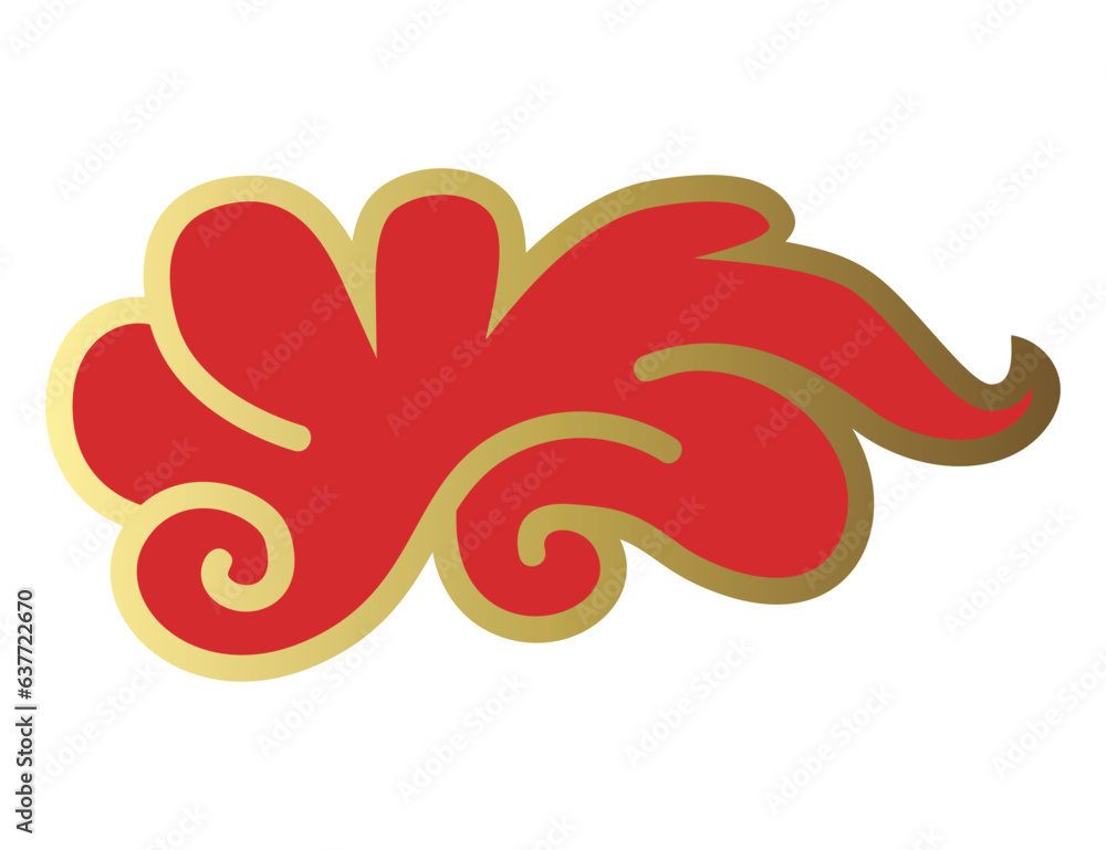 Clouds chinese style. Red and gold clouds, traditional Asian decorative retro element. Light cloud in paper cut style for festival Clouds chinese style. Red and gold clouds, traditional Asian decorative retro element. Light cloud in paper cut style for festival