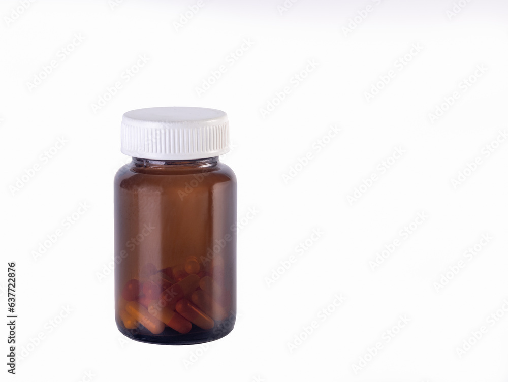 One pill bottle on a white background One pill bottle on a white background