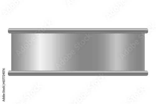 Metallic tin can for food. Front view. Vector realistic mockup of blank cylinder, aluminum container, round steel pack isolated on white background