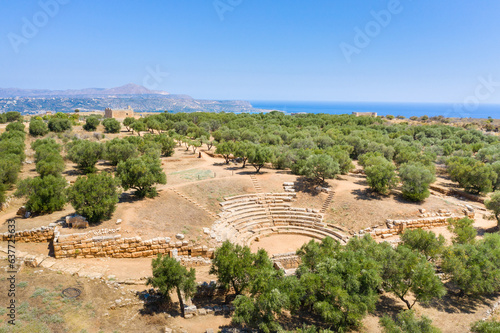 Amphitheater at the ancient city of Aptera, Chania, Crete, Greece photo