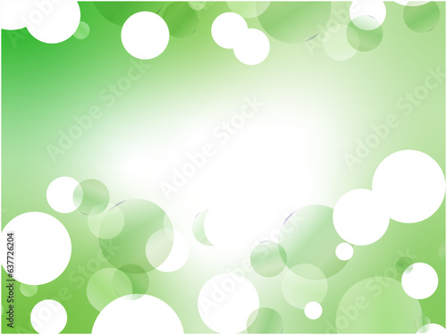 空に浮かぶシャボン玉_水中の泡模様イメージの抽象背景_グリーン