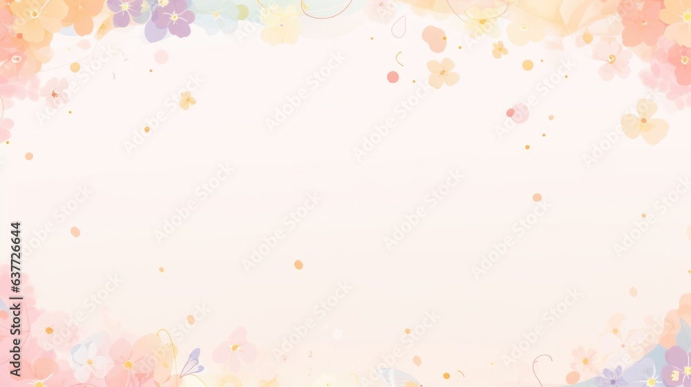 A colorful floral background with a white space for text