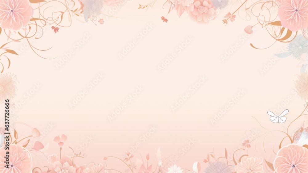 A pink background with flowers and butterflies