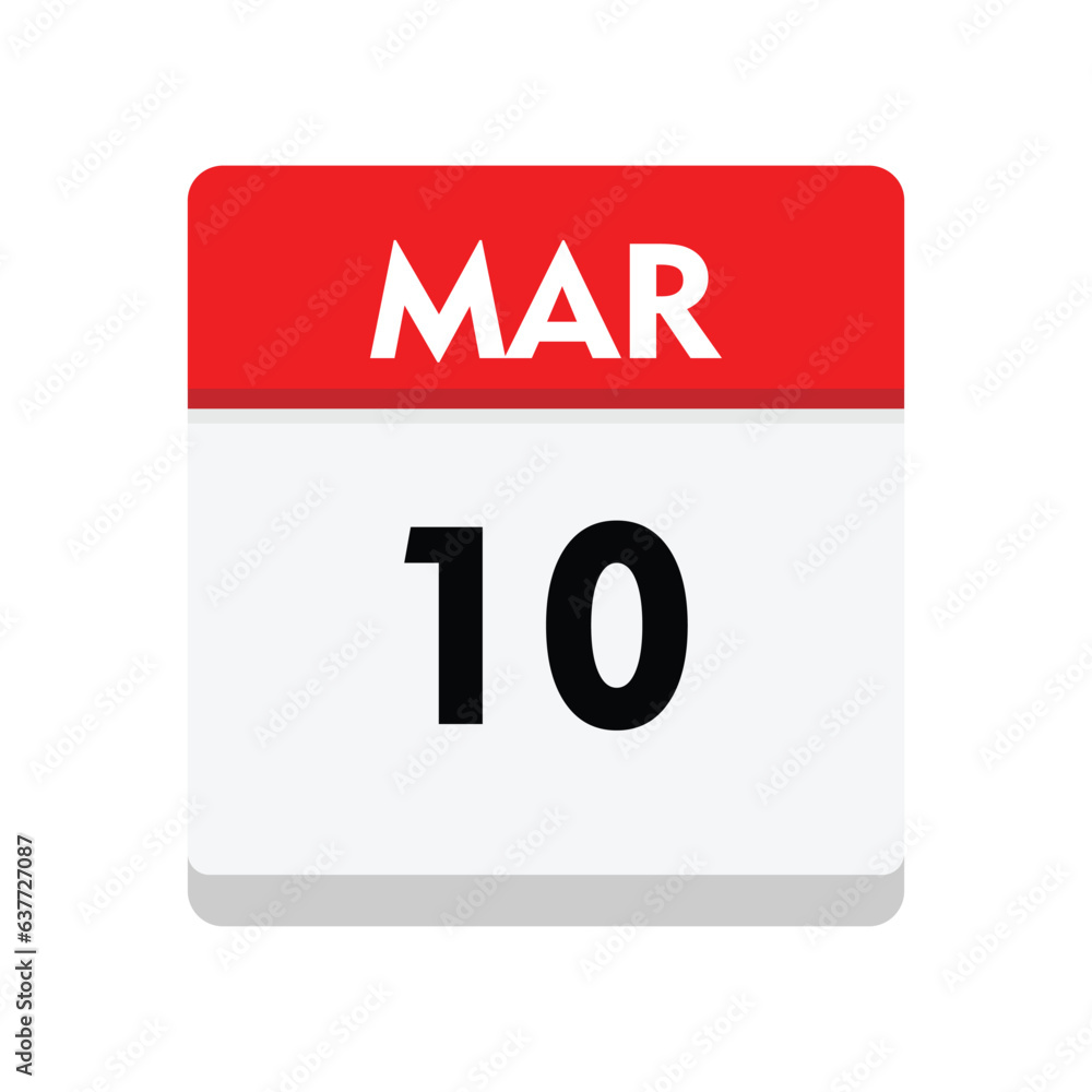 Fototapeta premium 10 march icon with white background